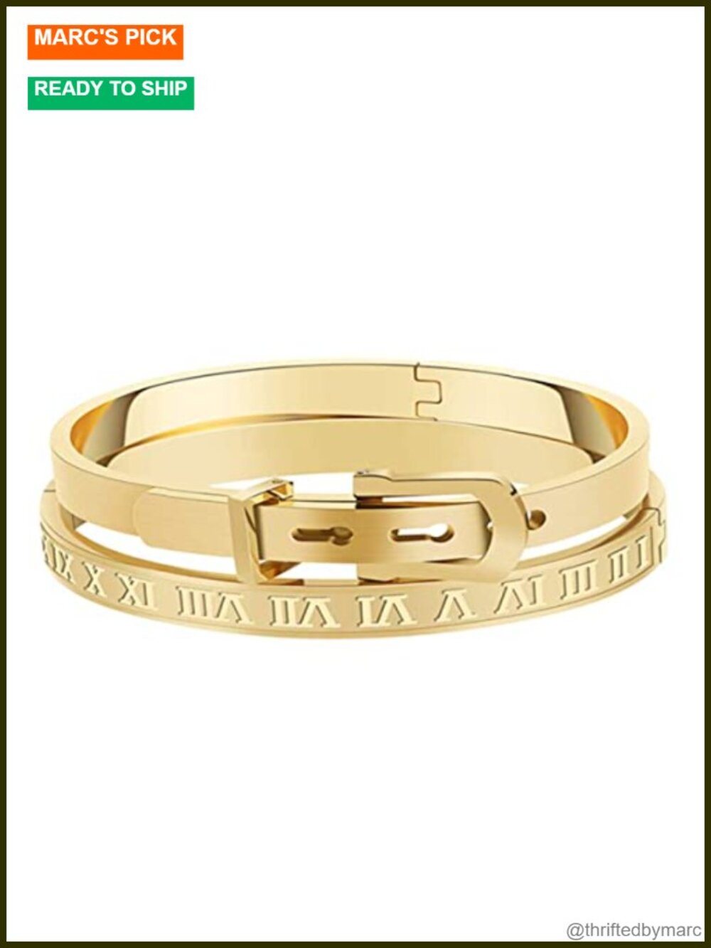 Gold Silver Plated Roman Numeral Bangle Bracelet Stainless Steel Engraved Unisex